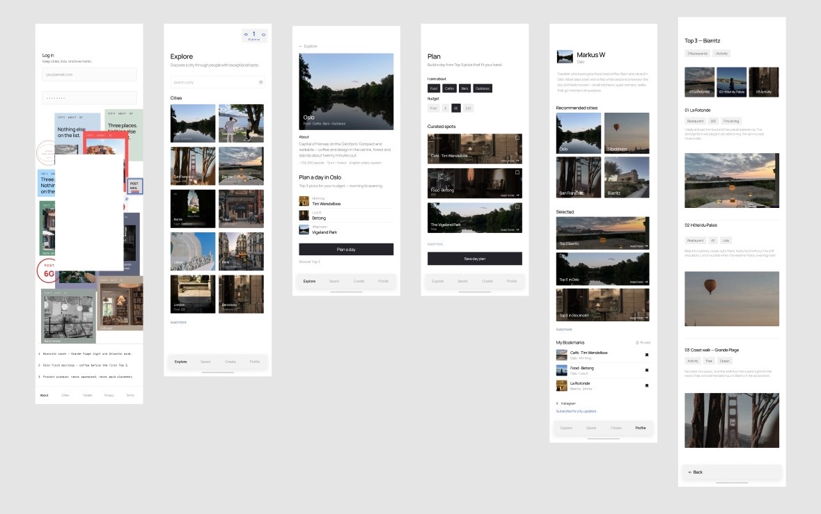 Figma canvas with mobile frames