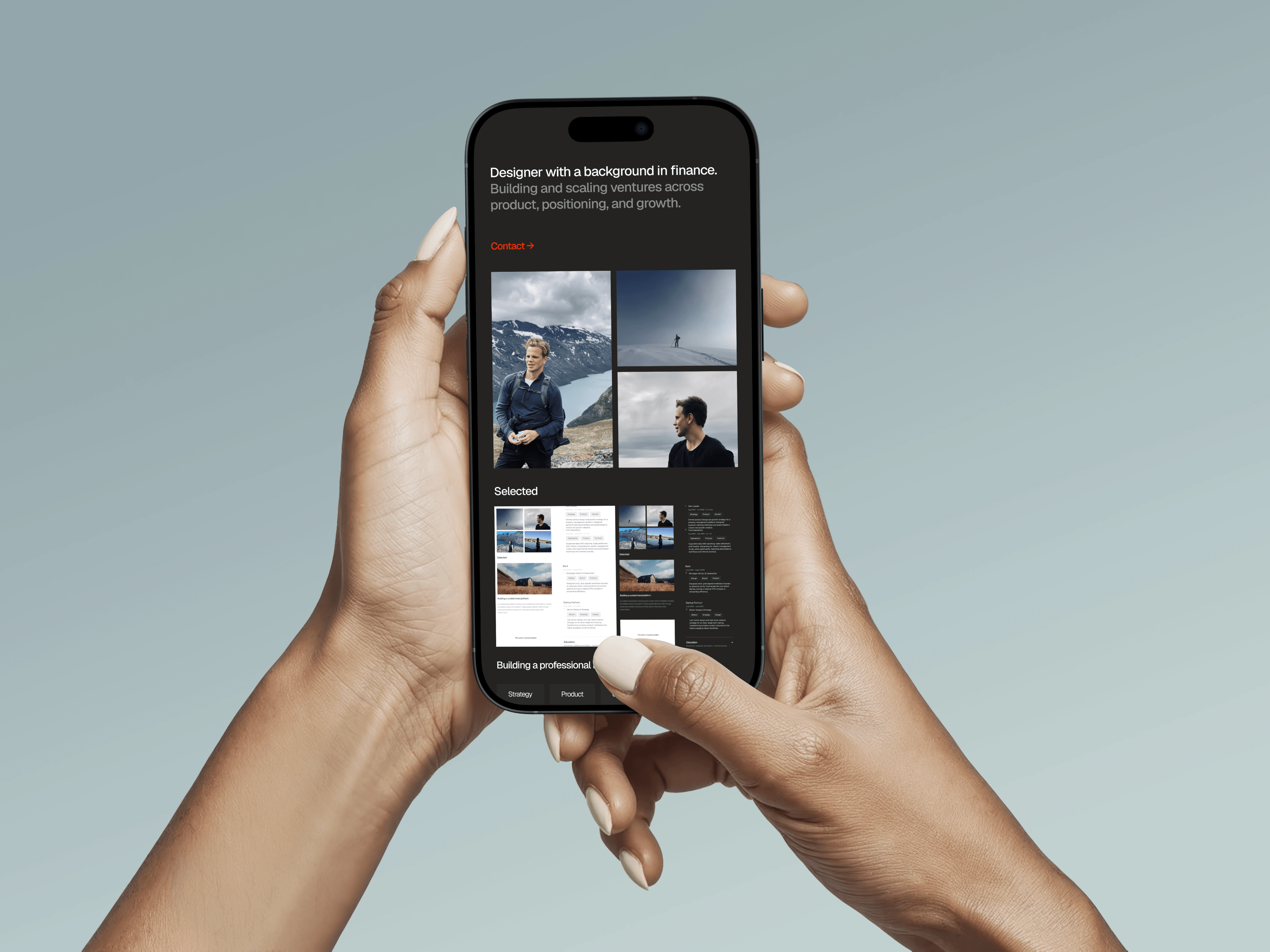 Link-in-bio profile on a phone